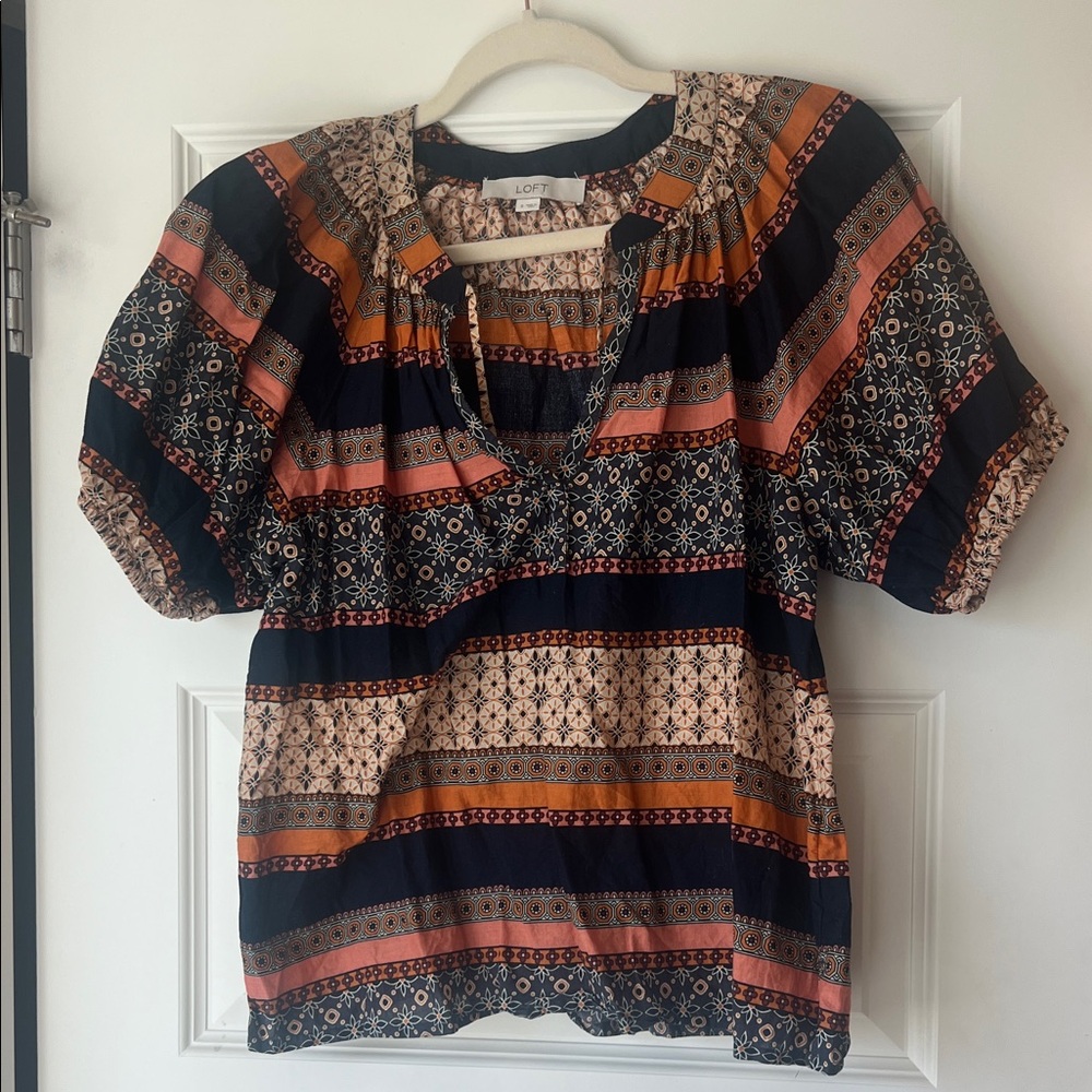 LOFT Multicolor Striped Blouse